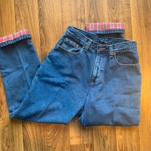 L.L.Bean Vintage High Waisted Flannel Lined Jeans